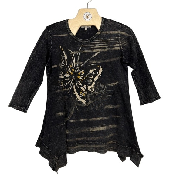 Jess & Jane Tops - Jess & Jane Butterfly Graphic Tunic Top Women's M Made USA Artwear Boho